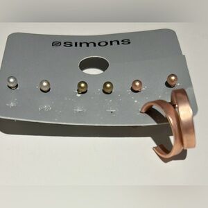 Nique Mixed Metallic Stud Earring Set in Rose Gold, Gold and Silver